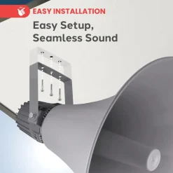 Indoor/Outdoor PA Horn Speaker 100W Loud Sound Aluminum Grey<Pyle Outlet