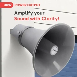 Indoor/Outdoor PA Horn Speaker 30W Loud Sound Aluminum Grey<Pyle Best