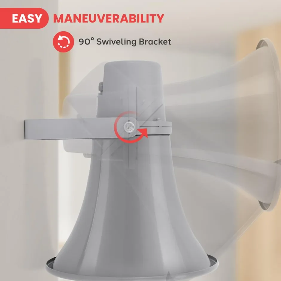 Indoor/Outdoor PA Horn Speaker 30W Loud Sound Aluminum Grey<Pyle Best