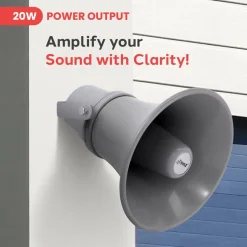 Indoor/Outdoor PA Horn Speaker 20W Loud Sound Aluminum Grey<Pyle Clearance