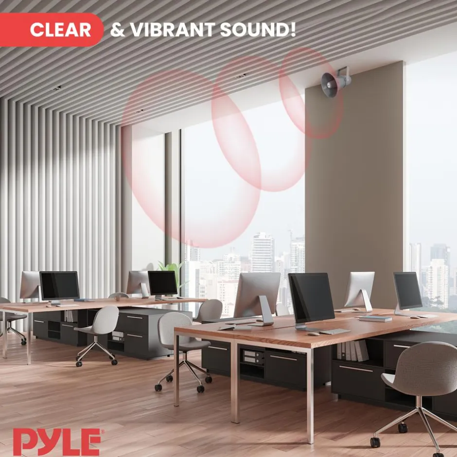 Indoor/Outdoor PA Horn Speaker 20W Loud Sound Aluminum Grey<Pyle Clearance