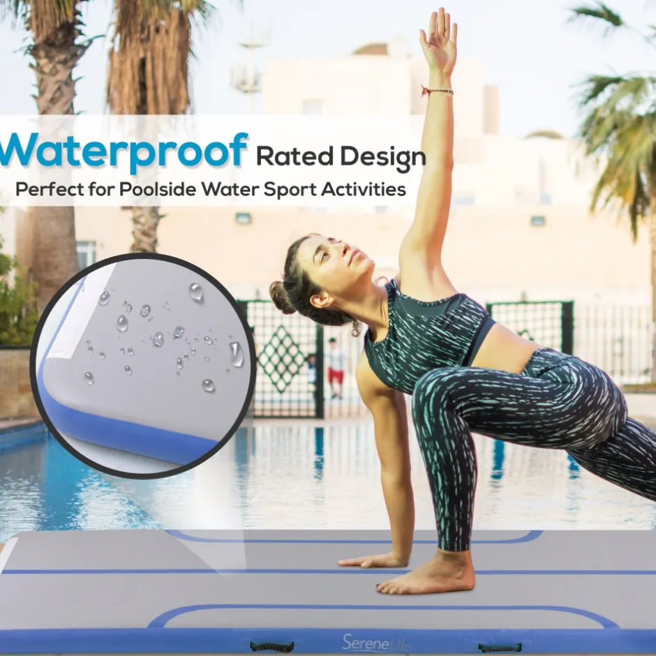Inflatable Gymnastics Mat - Bouncy, Waterproof, Durable PVC - Blue<SereneLife