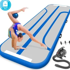 Inflatable Gymnastics Mat - Bouncy, Durable PVC, 13 Ft, Blue<SereneLife Best