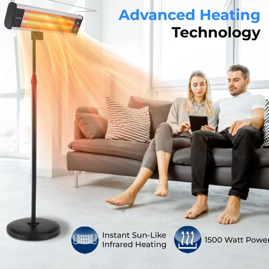 Infrared Patio Heater 1500W Efficient Carbon Fiber Remote Control<SereneLife Best