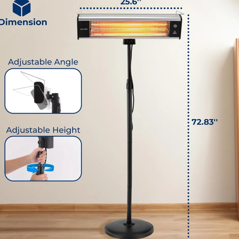 Infrared Patio Heater 1500W Efficient Carbon Fiber Remote Control<SereneLife Best