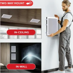 In-Wall/Ceiling Speakers 150W Flush Mount 2-Way Stereo White (Pair)<Pyle Sale