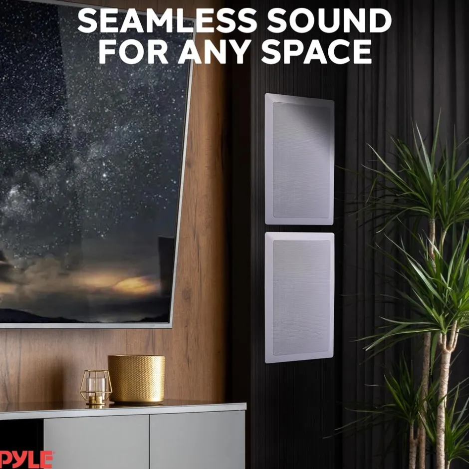 In-Wall/Ceiling Speakers 150W Flush Mount 2-Way Stereo White (Pair)<Pyle Sale
