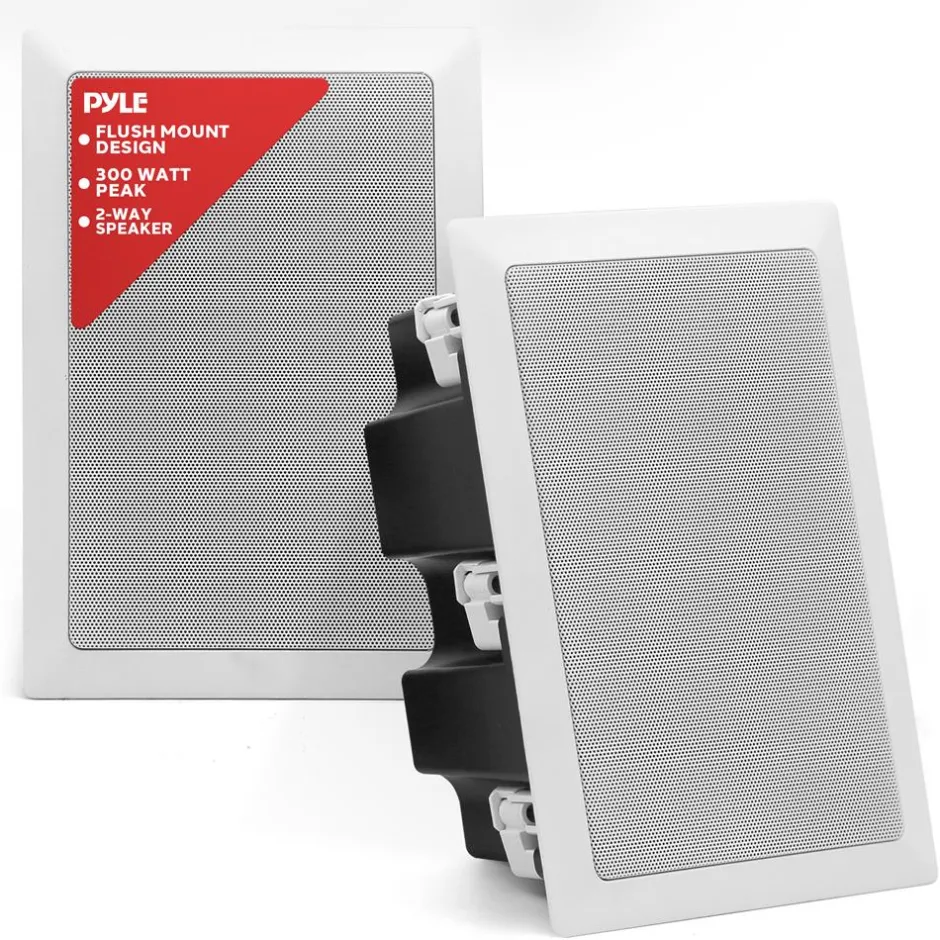 In-Wall/Ceiling Speakers, 2-Way Stereo, 5.25" Woofers, Flush Mount, White<Pyle Outlet