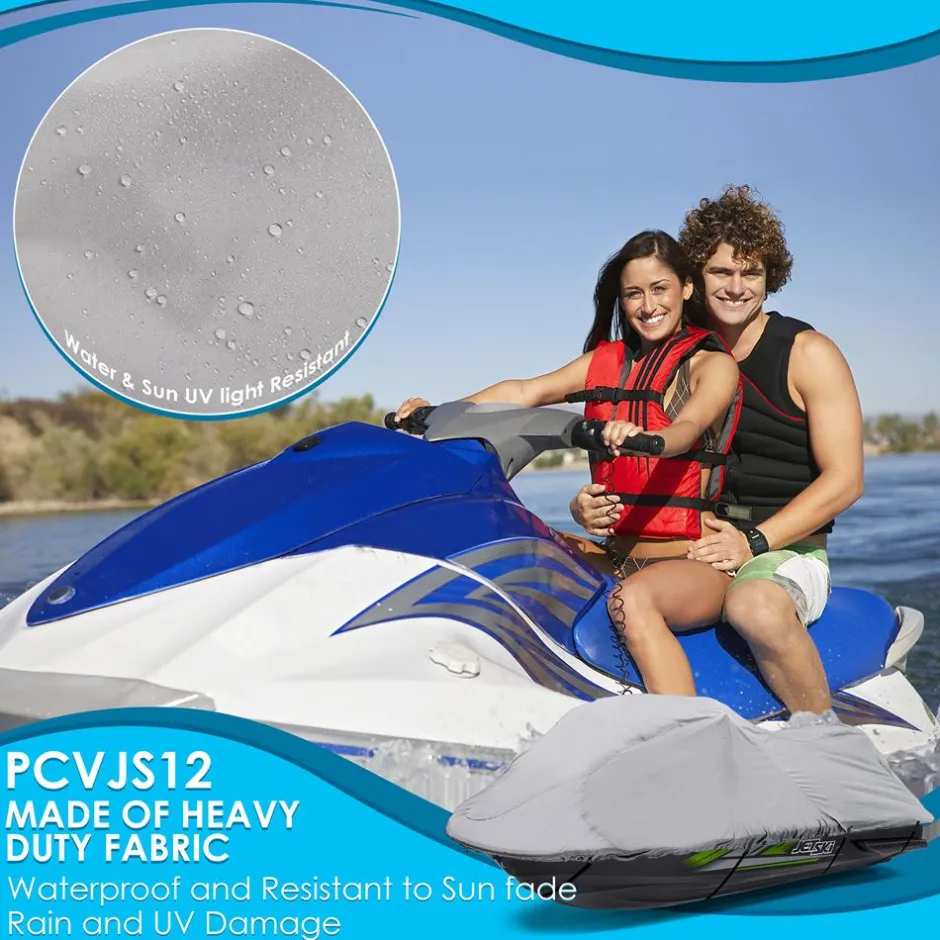 Jetski Storage Cover Waterproof 300D Canvas Rear Vents 118"-126"<Pyle New