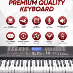 61-Key Electric Keyboard Piano, Portable Bluetooth, LCD Display<Pyle Clearance