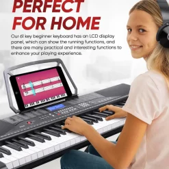 61-Key Electric Keyboard Piano, Portable Bluetooth, LCD Display<Pyle Clearance