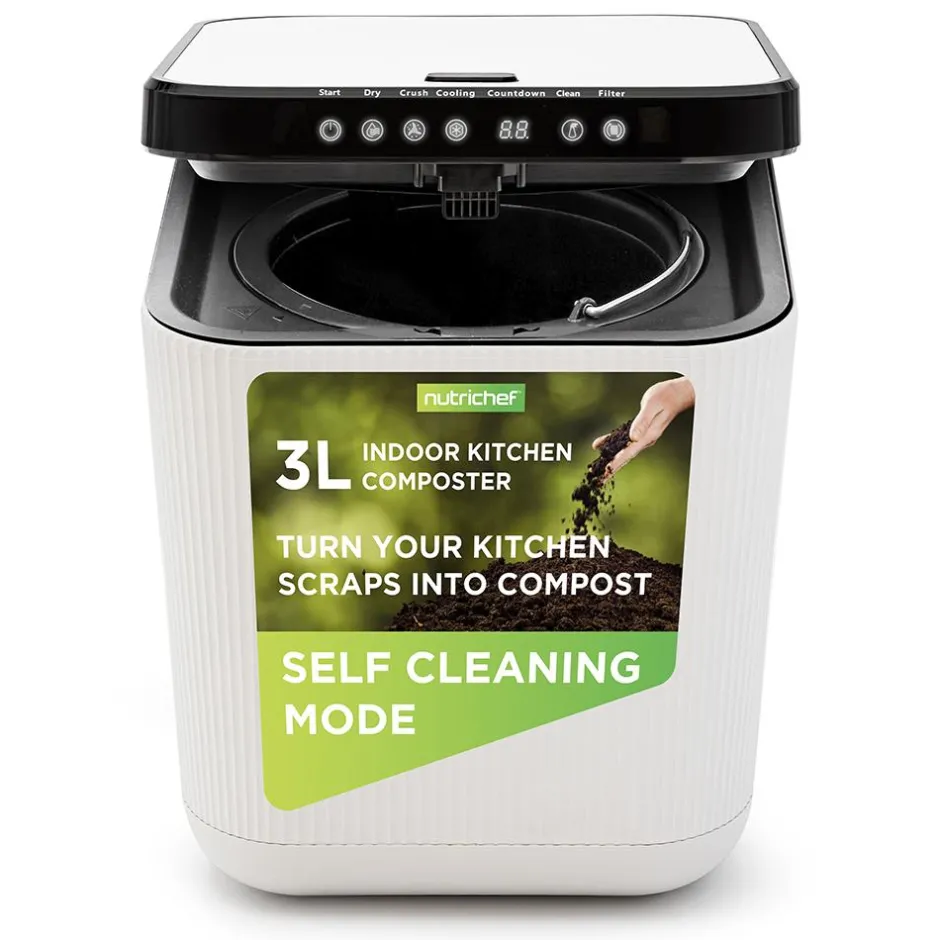 3L Electric Kitchen Composter - Odorless, Automatic, White<NutriChef Best