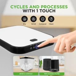 3L Electric Kitchen Composter - Odorless, Automatic, White<NutriChef Best