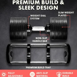 70lb Adjustable Dumbbell, Quick Change, Anti-Slip Metal Handle<SQUATZ