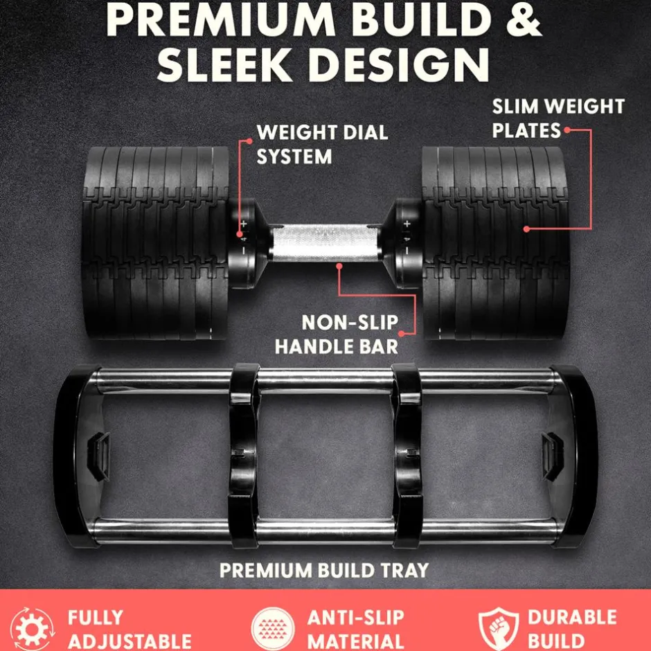 70lb Adjustable Dumbbell, Quick Change, Anti-Slip Metal Handle<SQUATZ
