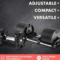 70lb Adjustable Dumbbell, Quick Change, Anti-Slip Metal Handle<SQUATZ