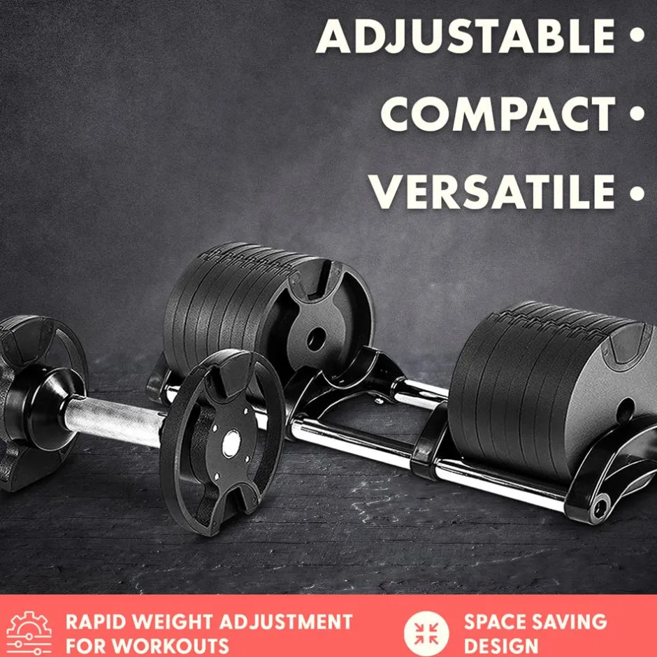 70lb Adjustable Dumbbell, Quick Change, Anti-Slip Metal Handle<SQUATZ