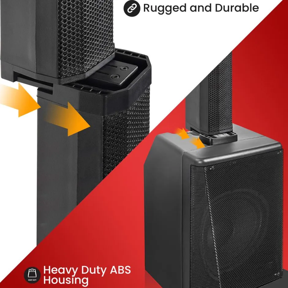 Line Array Speaker System, 1600W, 10" Subwoofer, Bluetooth Streaming<Pyle New