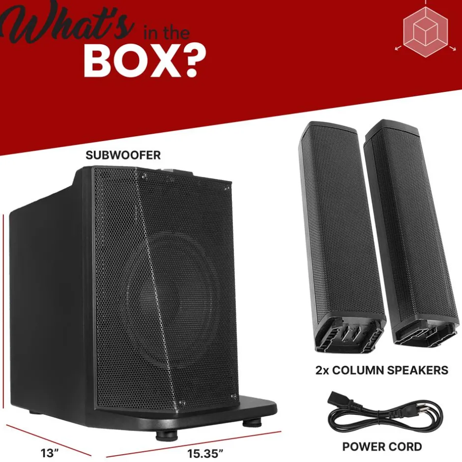 Line Array Speaker System, 1600W, 10" Subwoofer, Bluetooth Streaming<Pyle New