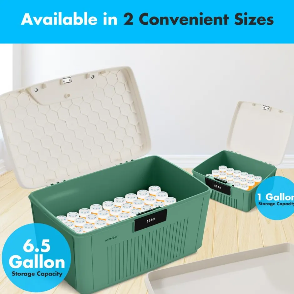 Lockable Storage Bin 6.5 Gal Capacity, Durable ABS, Green<SereneLife Best