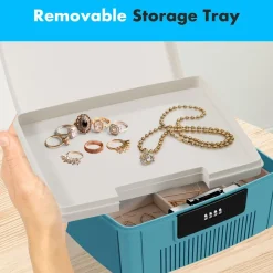 Lockable Storage Bin, Secure 4-Digit Lock, Durable ABS, Blue<SereneLife Hot