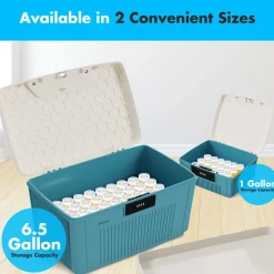 Lockable Storage Bin, Secure 4-Digit Lock, Durable ABS, Blue<SereneLife Hot
