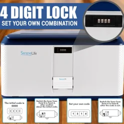 Lockable Storage Box 21 Gal Capacity, Combo Lock, Reinforced ABS, Blue<SereneLife Best