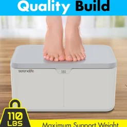 Lockable Storage Box 7 Gal Capacity ABS Material Light Gray<SereneLife New