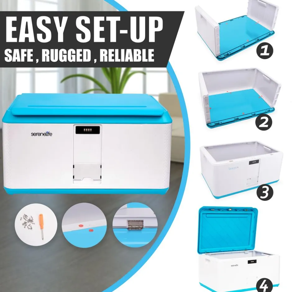 Lockable Storage Box 21 Gal Secure Combo Lock Reinforced ABS<SereneLife Best