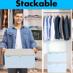 Lockable Storage Box 7 Gal Capacity ABS Material Light Blue<SereneLife New
