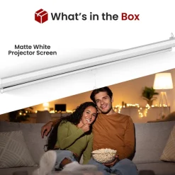 Manual Pull-Down Projector Screen, Clear Image, Matte White, 72-Inch<Pyle