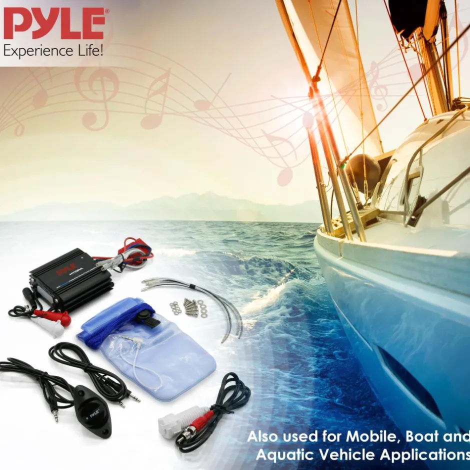 Marine Amplifier 200W Bluetooth Waterproof Compact Design<Pyle