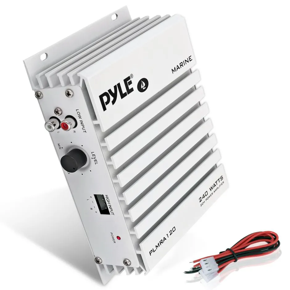 Marine Amplifier 240W Waterproof 4-Channel Aluminum Heatsink<Pyle