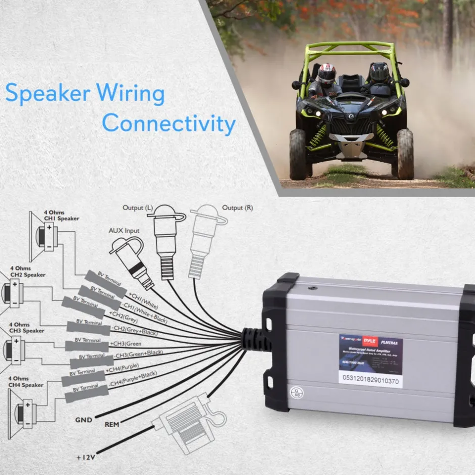 Marine Amplifier 1500W Waterproof 4-Channel IP-65<Pyle Outlet