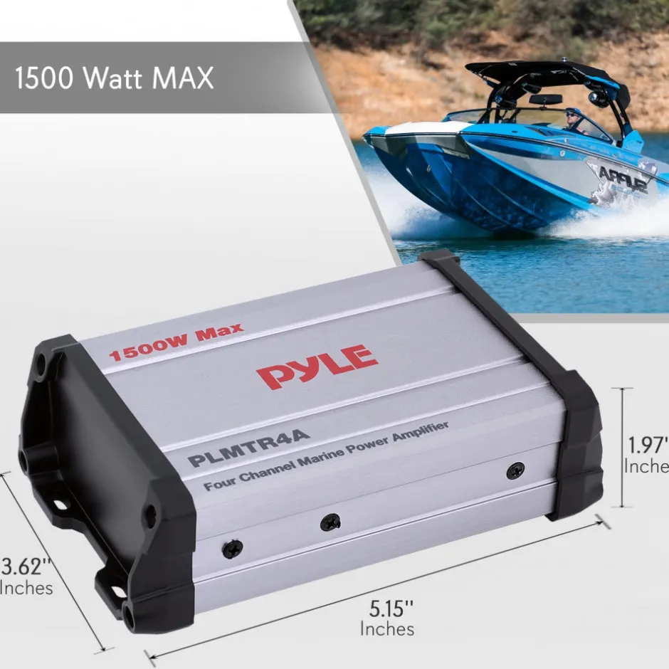 Marine Amplifier 1500W Waterproof 4-Channel IP-65<Pyle Outlet