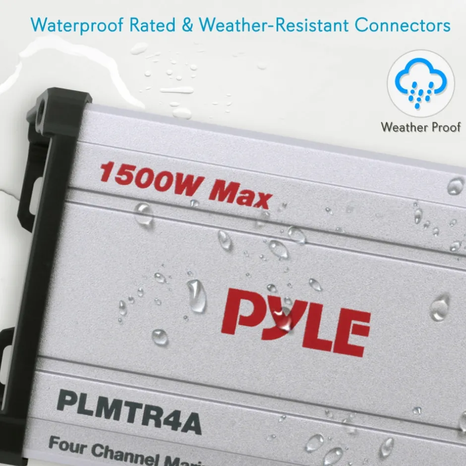 Marine Amplifier 1500W Waterproof 4-Channel IP-65<Pyle Outlet