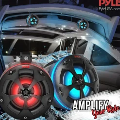 Marine Bluetooth Speakers 800W Waterproof RGB Lights for ATV/UTV<Pyle Best