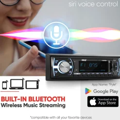 Marine Bluetooth Stereo Receiver - Hands-Free Calls, USB/SD, Single DIN<Pyle