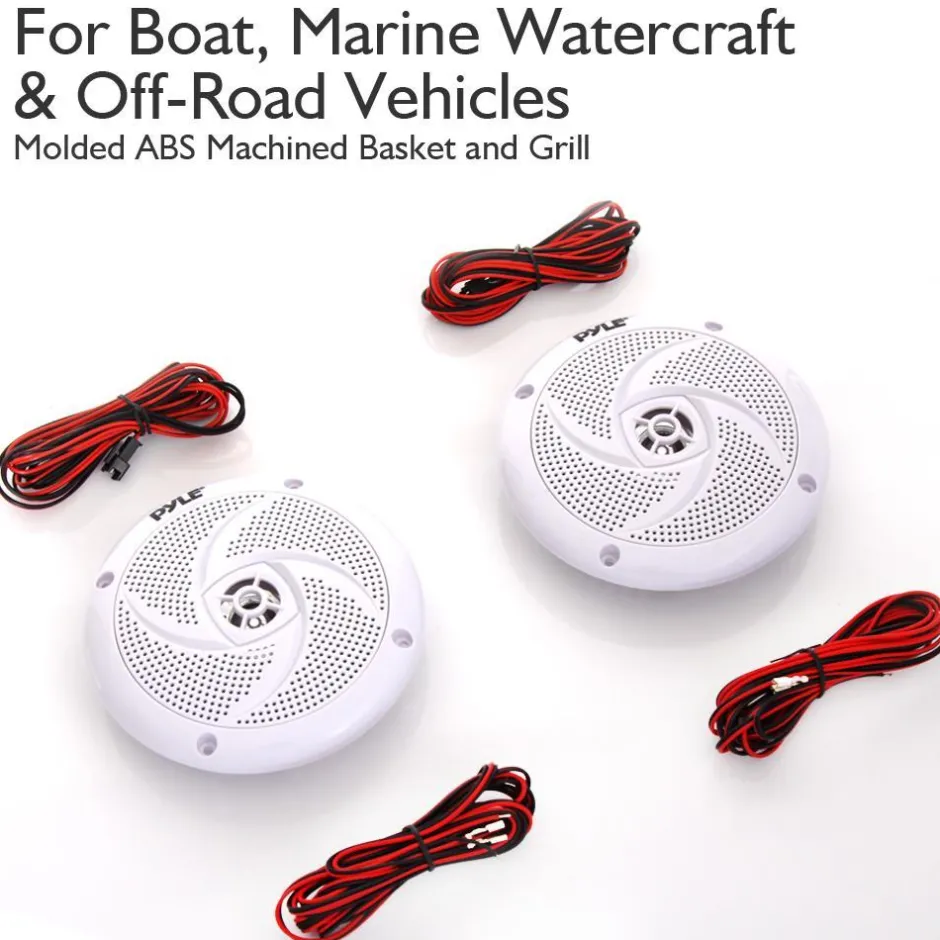 Marine Speakers 6.5" Waterproof 240W LED Lights White<Pyle Clearance