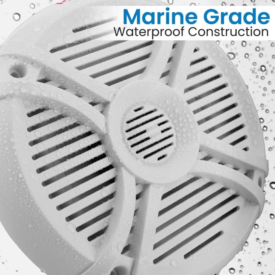 Marine Speakers 250W Water Resistant 2-Way Stereo White<Pyle Hot