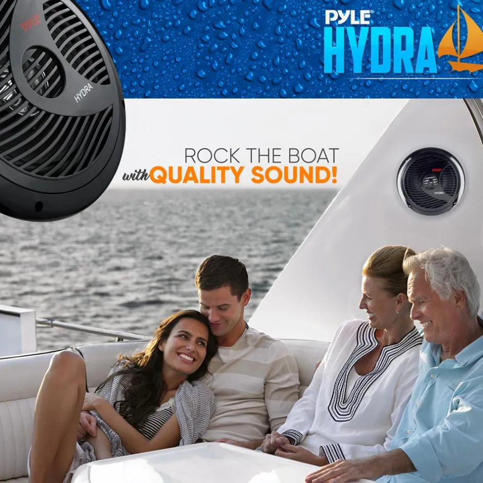 Marine Speakers 180W Waterproof Dual Cone Polyprone White<Pyle Online