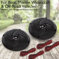 Marine Speakers 180W Waterproof LED Lights Slim Design Blue<Pyle Clearance