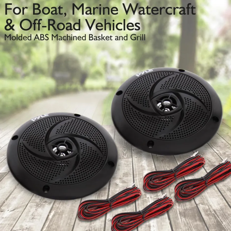 Marine Speakers 180W Waterproof LED Lights Slim Design Blue<Pyle Clearance