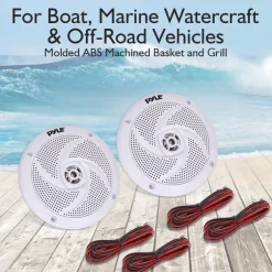 Marine Speakers 100W Waterproof Slim Design 4" White<Pyle Sale
