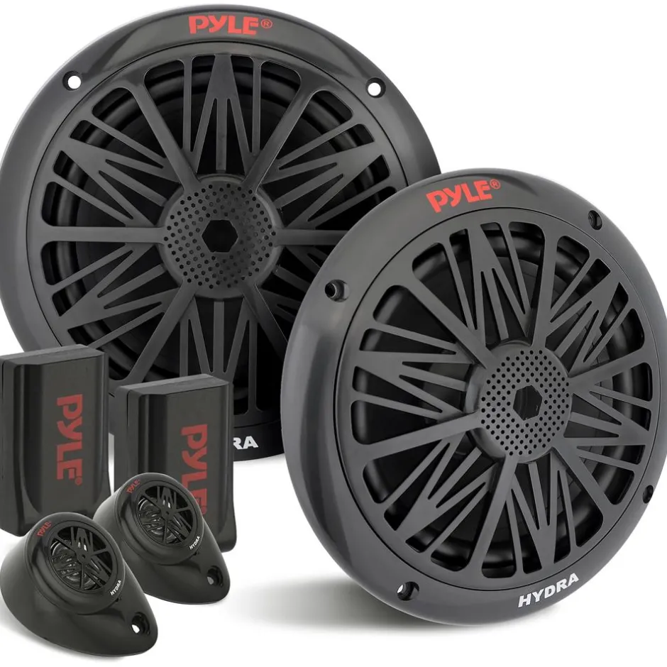 Marine Speakers 200W Weatherproof 6.5" Dual Cone, Poly Carbon, Pair<Pyle Clearance