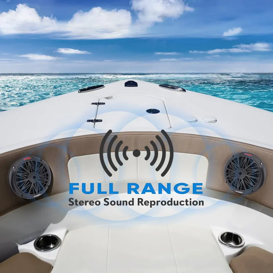 Marine Speakers 200W Weatherproof 6.5" Dual Cone, Poly Carbon, Pair<Pyle Clearance
