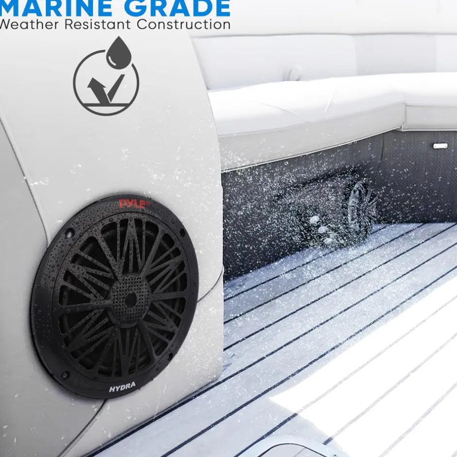 Marine Speakers 200W Weatherproof 6.5" Dual Cone, Poly Carbon, Pair<Pyle Clearance