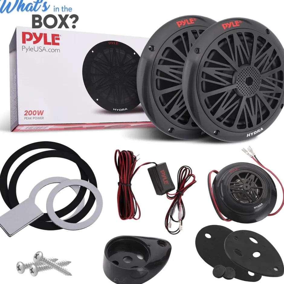 Marine Speakers 200W Weatherproof 6.5" Dual Cone, Poly Carbon, Pair<Pyle Clearance