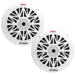 Marine Speakers, Waterproof, 300W Power, Poly Carbon Cone, White<Pyle Hot