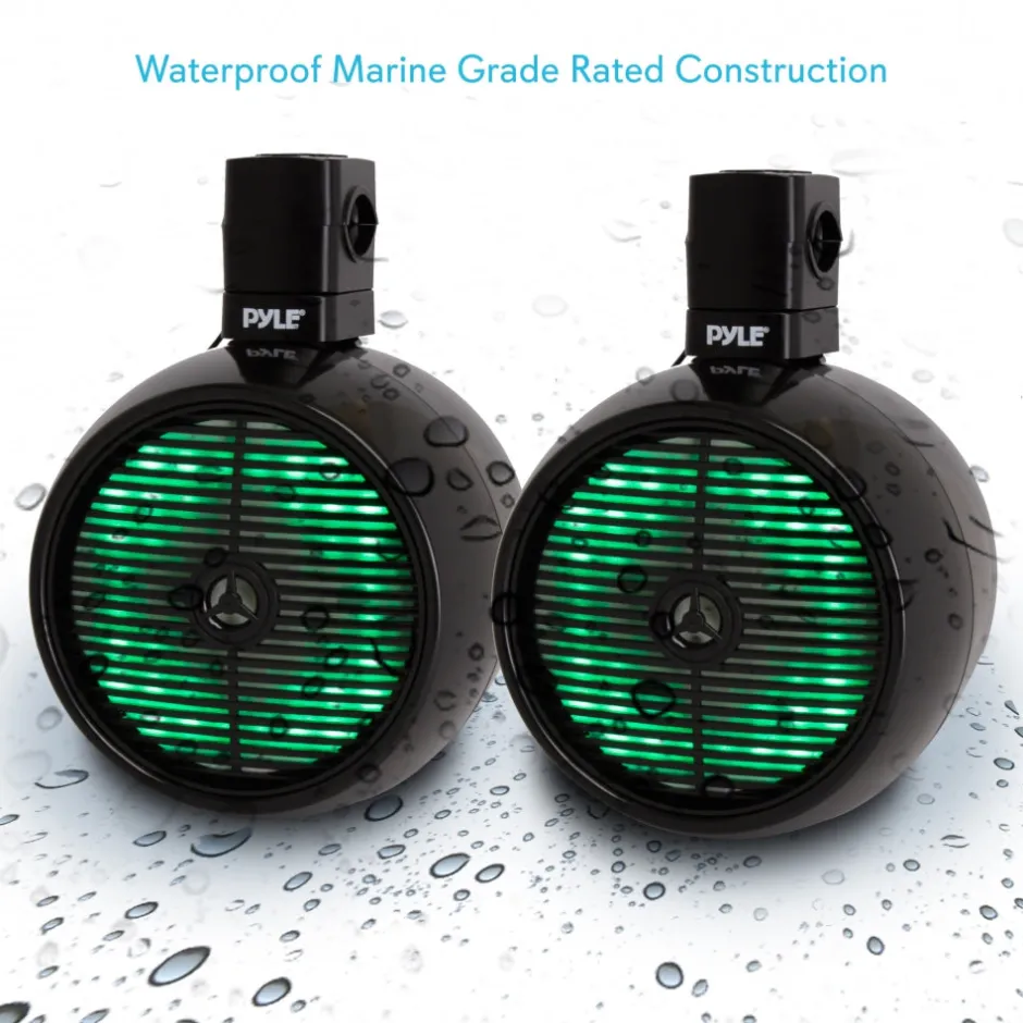 Marine Speakers Waterproof 480W LED Lights 8" White<Pyle Hot